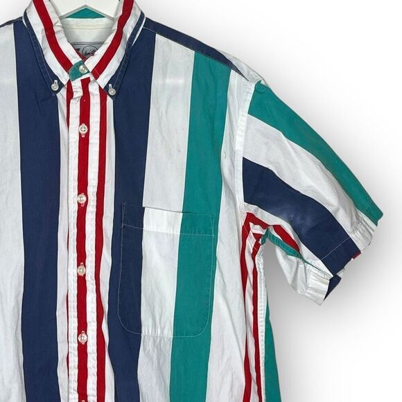 Sears Roebuck And Co 100% Cotton Striped Shirt Vintage Streetwear 90s Size Med - Picture 5 of 16